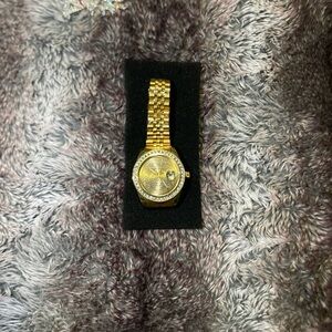 Gold Watch with Crystal Accents